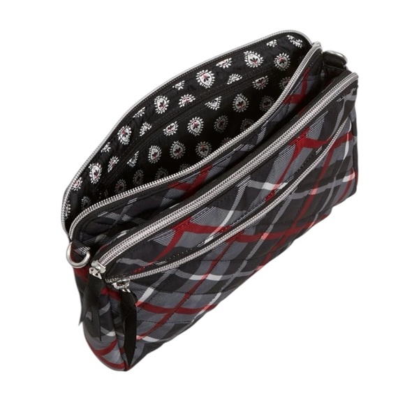Vera Bradley Paris Plaid Triple Zip Shoulder Bag/Crossbody NWOT - Picture 3 of 9